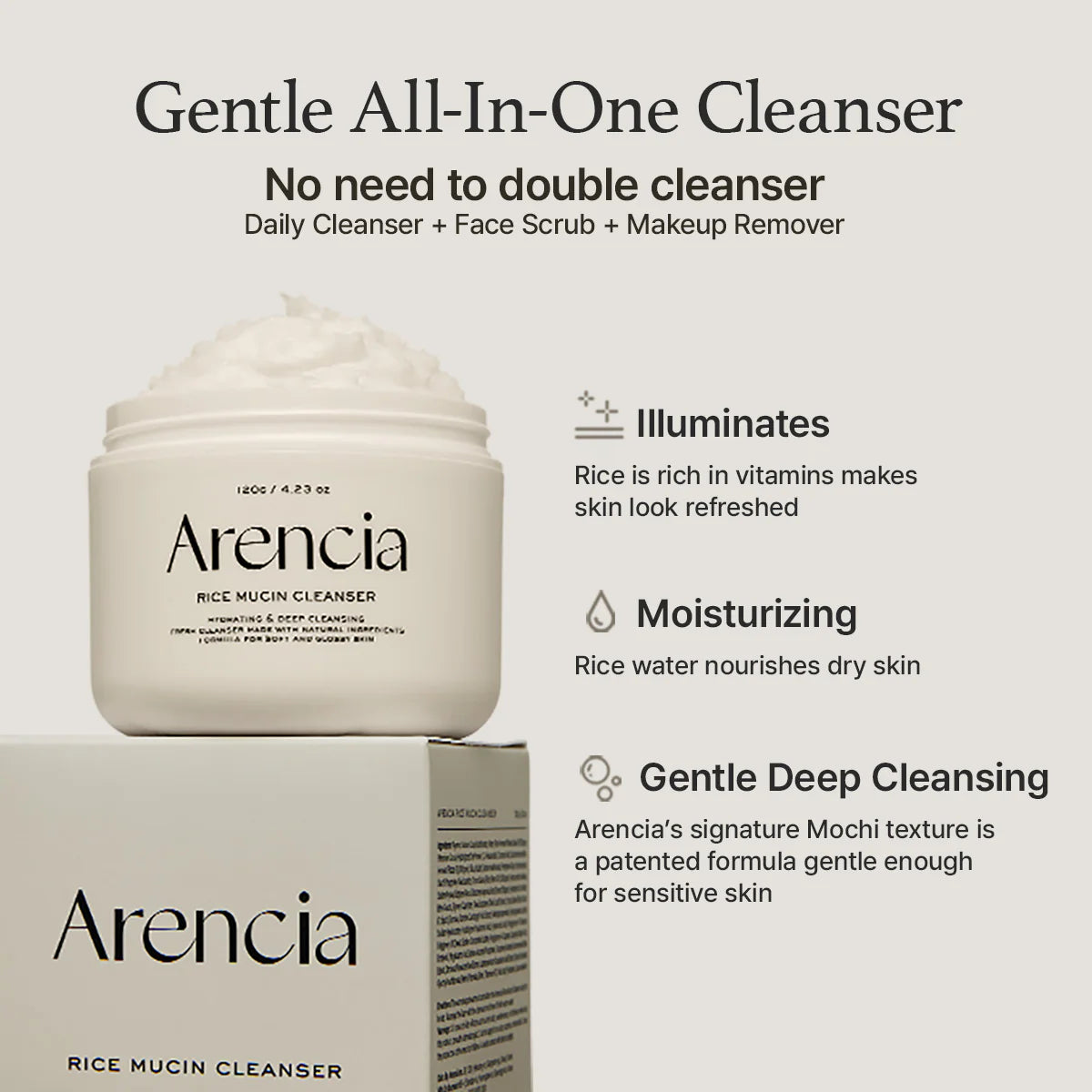 Arencia Rice Mucin Cleanser 120ml