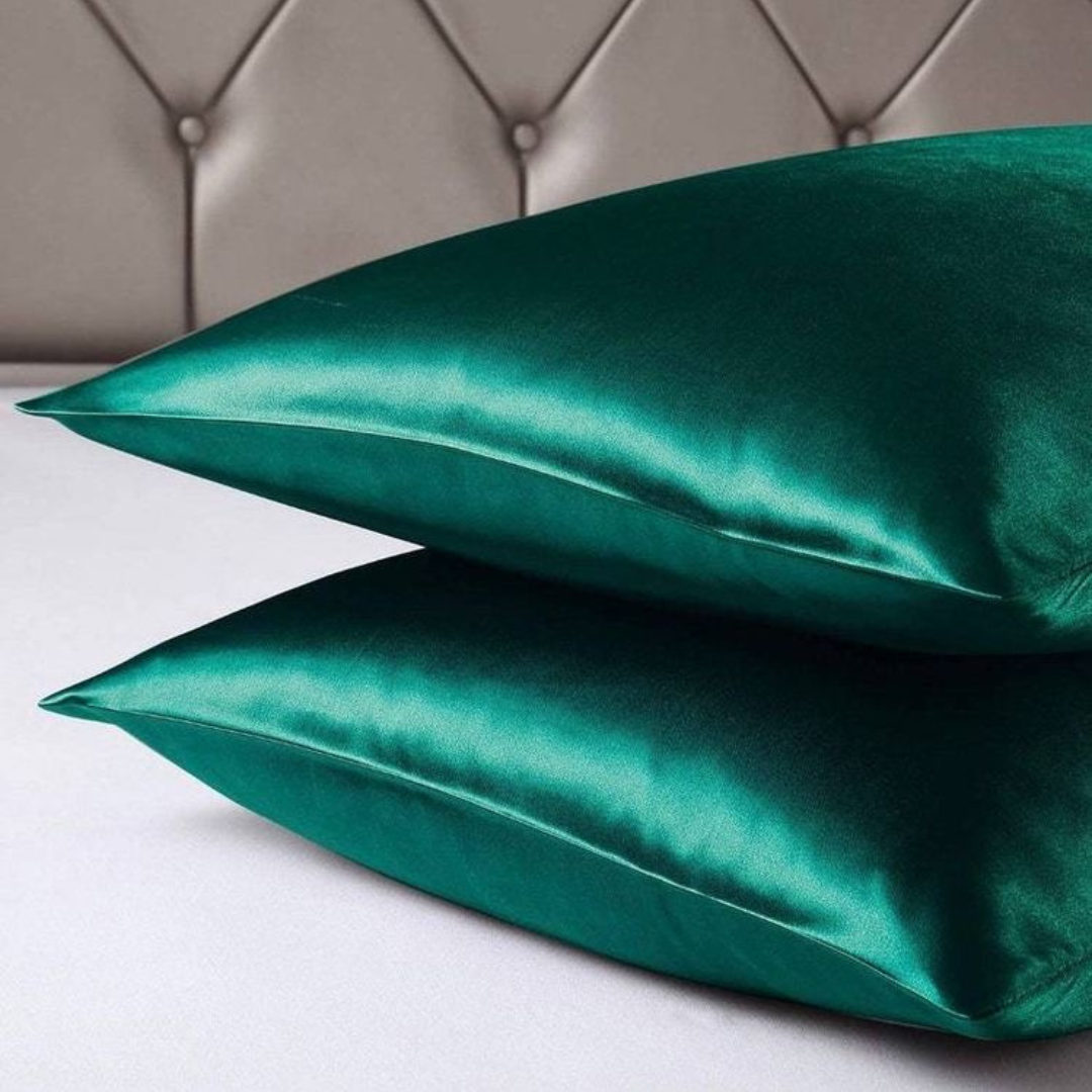 Emerald Green Satin Pillow Case Pair