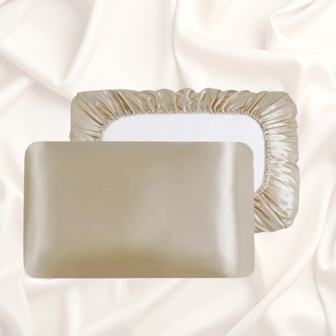 Beige Satin Pillow Case Pair