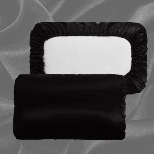 Black Satin Pillow Case Pair