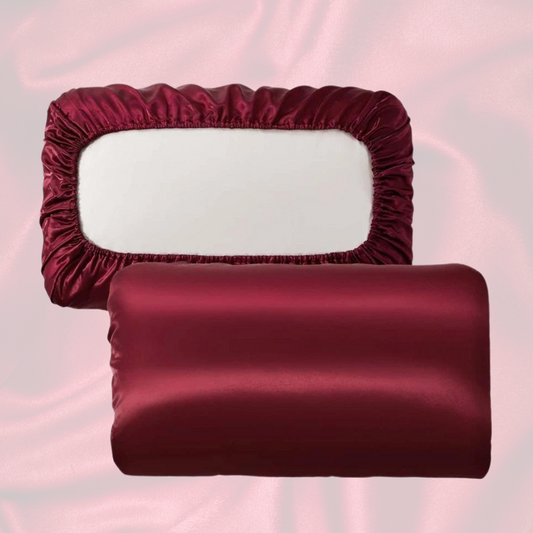 Maroon Satin Pillow Case Pair